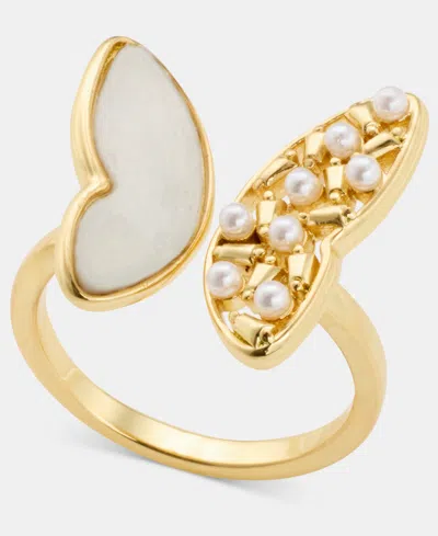 Charter Club Mother-of-pearl & Cubic Zirconia Butterfly Ring, Macy's Exclusive In Gold