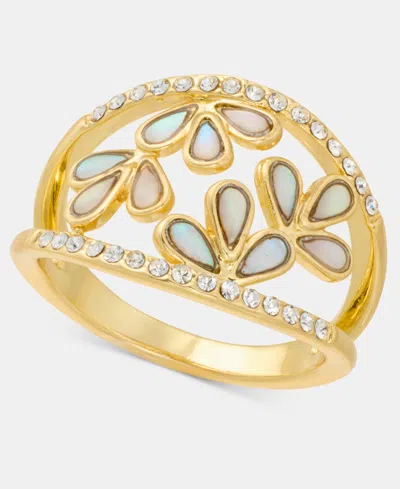 Charter Club Mother-of-pearl & Cubic Zirconia Ring, Macy's Exclusive In Gold