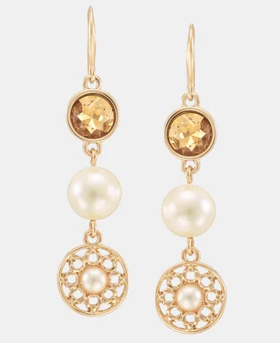 Charter Club Multi-stone Linear Drop Earrings, Macy's Exclusive In Gold