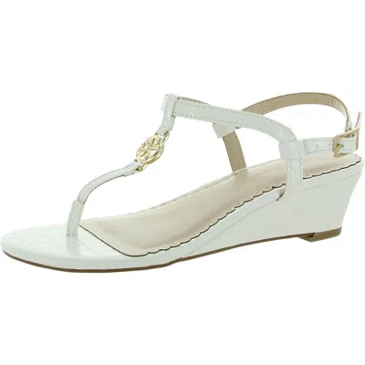 Charter Club Palerrmo Womens Thong Ankle Strap Wedge Sandals In White