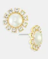 Charter Club Pave & Imitation Pearl Button Earrings, Macy's Exclusive In Gold