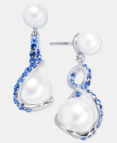 Charter Club Pave & Imitation Pearl Drop Earrings, Macy's Exclusive In Multi