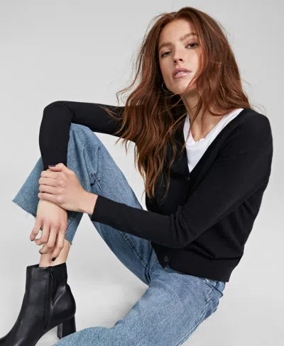 Charter Club Women's Petite 100% Cashmere Cardigan, Created For Macy's In Classic Black