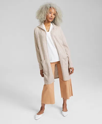 Charter Club Petite's 100% Cashmere Open-front Hoodie, Created For Macy's In Multi