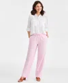 Charter Club Petite 100% Linen Drawstring Pants, Created For Macy's In Pink