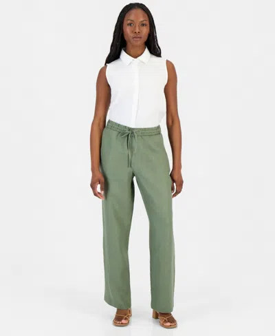 Charter Club Petite 100% Linen Drawstring Pants, Created For Macy's In Multi