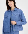 Charter Club Petite 100% Linen Frayed-edge Jacket, Created For Macy's