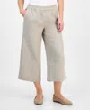 Charter Club Petite 100% Linen Wide-leg Cropped Pants, Exclusively At Macy's In Flax Combo