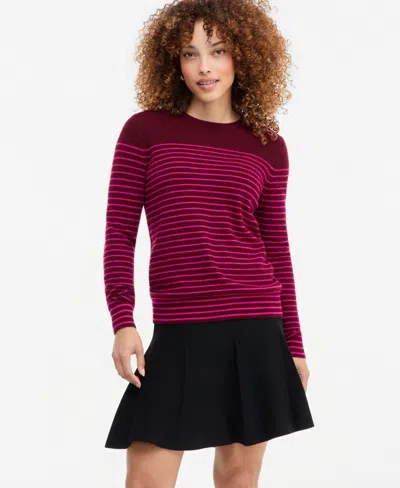 Charter Club Petite Breton-stripe Cashmere Crewneck Sweater, Macy's Exclusive In Crantini