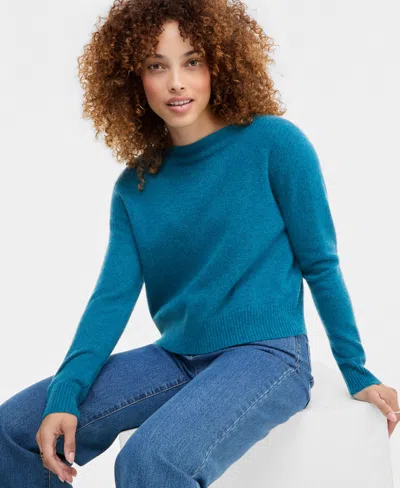 Charter Club Petite Cashmere Boat-neck Long-sleeve Sweater, Macy's Exclusive In Blue