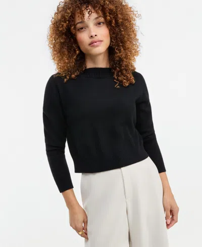 Charter Club Petite Cashmere Boat-neck Long-sleeve Sweater, Macy's Exclusive In Black