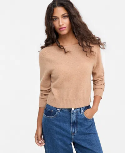 Charter Club Petite Cashmere Boat-neck Long-sleeve Sweater, Macy's Exclusive In Brown