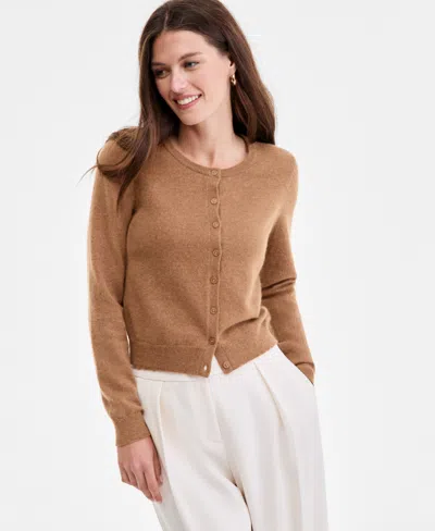 CHARTER CLUB PETITE CASHMERE CREWNECK BUTTON-FRONT CARDIGAN, EXCLUSIVELY AT MACY'S