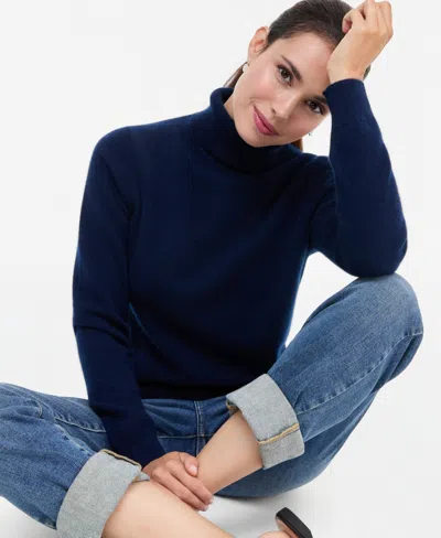 Charter Club Petite Cashmere Turtleneck Sweater, Macy's Exclusive In Blue