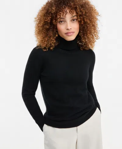 Charter Club Petite Cashmere Turtleneck Sweater, Macy's Exclusive In Black