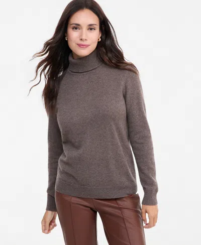 Charter Club Petite Cashmere Turtleneck Sweater, Macy's Exclusive In Gray