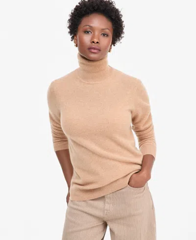 Charter Club Petite Cashmere Turtleneck Sweater, Macy's Exclusive In Brown