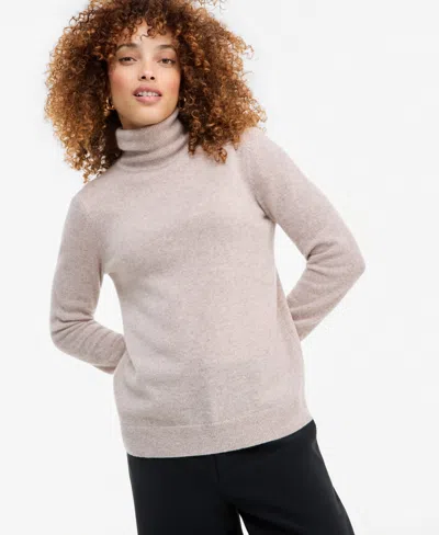 Charter Club Petite Cashmere Turtleneck Sweater, Macy's Exclusive In Neutral