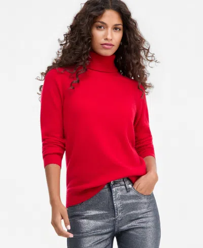 Charter Club Petite Cashmere Turtleneck Sweater, Macy's Exclusive In Red