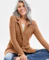Charter Club Petite Herringbone-stitch Button-front Cashmere Jacket, Exclusively At Macy's