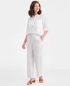 Charter Club Petite Multi-stripe Full Length Linen Pants, Macy's Exclusive In White
