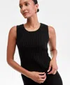 Charter Club Petite Rib-knit Cashmere Crewneck Tank Top, Exclusively At Macy's In Black