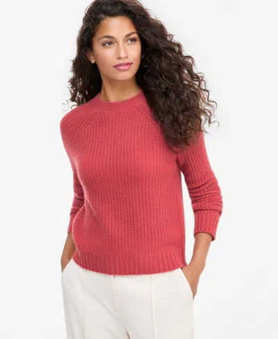 Charter Club Petite Shaker Stitch Crew Crewneck Cashmere Sweater, Created For Macy's In Red