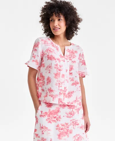 Charter Club Petite Short-sleeve Top, Macy's Exclusive In Multi