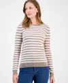 Charter Club Petite Striped Cashmere Sweater, Macy's Exclusive In Brown