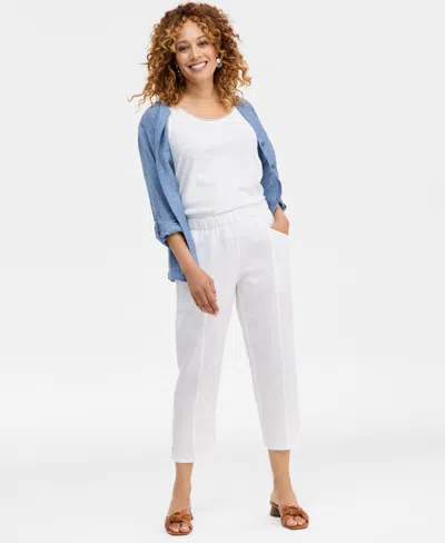 Charter Club Petite Woven Tapered Fit Pants, Macy's Exclusive In White
