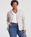 Charter Club Plus Size 100% Cashmere Blazer, Created For Macy's In Pearl Taupe Heather