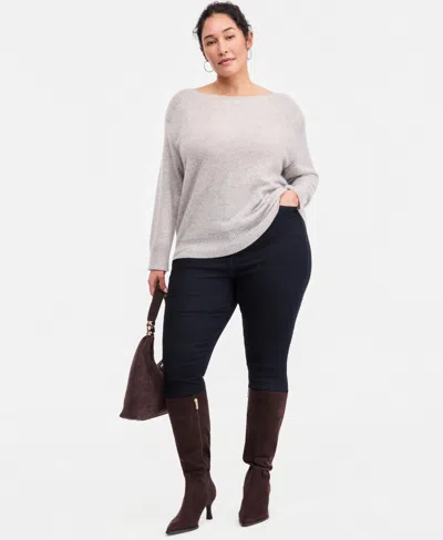 Charter Club Plus Size 100% Cashmere Boat-neck Sweater, Macy's Exclusive In Gray