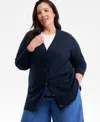 Charter Club Plus Size 100% Cashmere Button-front Cardigan, Macy's Exclusive In Blue