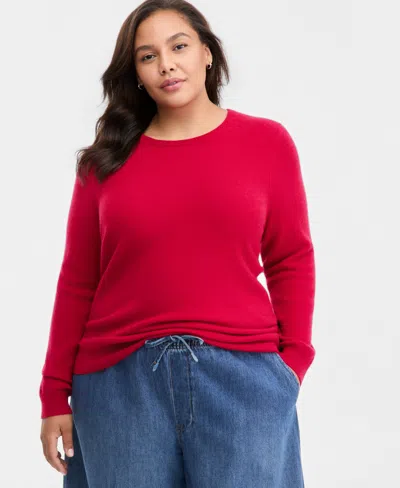 Charter Club Plus Size 100% Cashmere Crewneck Sweater, Macy's Exclusive In Red