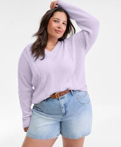 Charter Club Plus Size 100% Cashmere Drop-shoulder Sweater, Macy's Exclusive In Purple