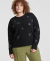 Charter Club Plus Size 100% Cashmere Star Sweater, Created For Macy's In Classic Black Combo