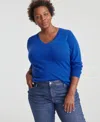 Charter Club Plus Size Cashmere Rib-knit Relaxed-shoulder Sweater, Created For Macy's In Bright Marine