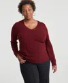 Charter Club Plus Size 100% Cashmere V-neck Sweater, Created For Macy's In Crantini