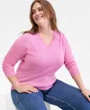 Charter Club Plus Size 100% Cashmere V-neck Sweater, Macy's Exclusive In Pink