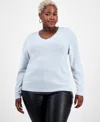 Charter Club Plus Size 100% Cashmere V-neck Sweater, Macy's Exclusive In White