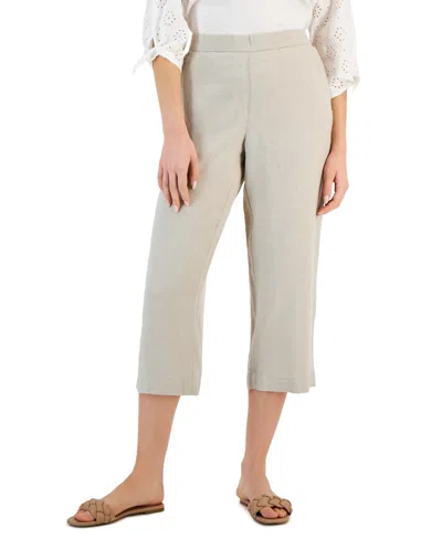 Charter Club Plus Size 100% Linen Cropped Pants, Created For Macy's In Flax