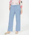 Charter Club Plus Size 100% Linen Pants, Exclusively At Macy's In Blue Ocean