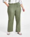 Charter Club Plus Size 100% Linen Pants, Created For Macy's In Cool Olive