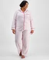 Charter Club Women's 2-pc. Cotton Flannel Packaged Pajamas Set, Created For Macy's In Pinstripe