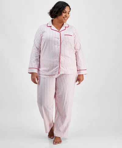 Charter Club Women's 2-pc. Cotton Flannel Packaged Pajamas Set, Created For Macy's In Pinstripe