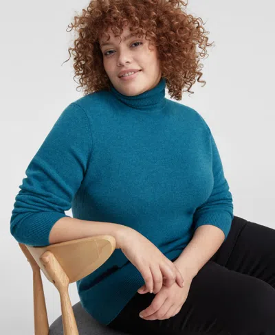 Charter Club Plus Size Cashmere Turtleneck Sweater, Created For Macy's In Blue Opal Heather