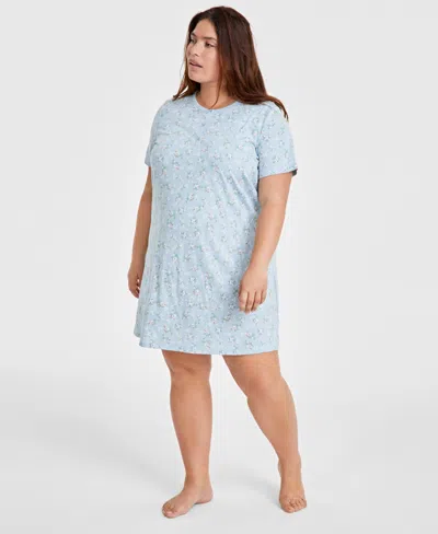 Charter Club Plus Size Cotton Ditsy Floral Henley Sleepshirt, Created For Macy's In Paisley Floral