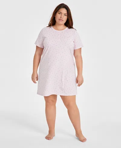 Charter Club Plus Size Cotton Ditsy Floral Henley Sleepshirt, Created For Macy's In Paisley Dot