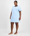 Charter Club Plus Size Cotton Essential Henley Sleep Shirt, Exclusively At Macy's In Blue