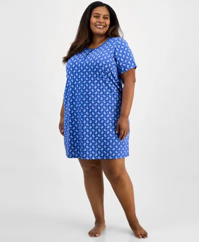 Charter Club Plus Size Cotton Essential Henley Sleep Shirt, Exclusively At Macy's